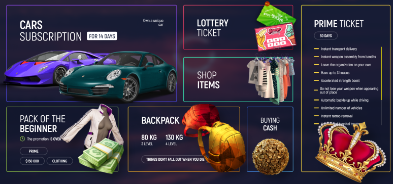 Log in to Grand Theft Auto RP and check your deposits in the store